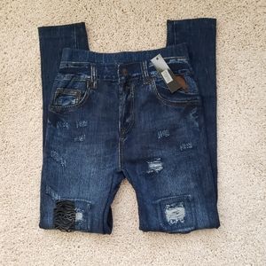 Lemite Printed Blue Jeans Denim Leggings